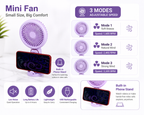 Mini USB Rechargeable Fan – 3 Speed Modes, Handheld & Desktop Stand Fan
