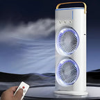 Electric Mist Fan - Dual Spray with Automatic Rotation and Lighting Effects