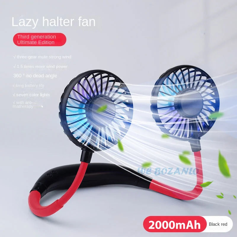 Rechargeable Double Wind Neck Fan