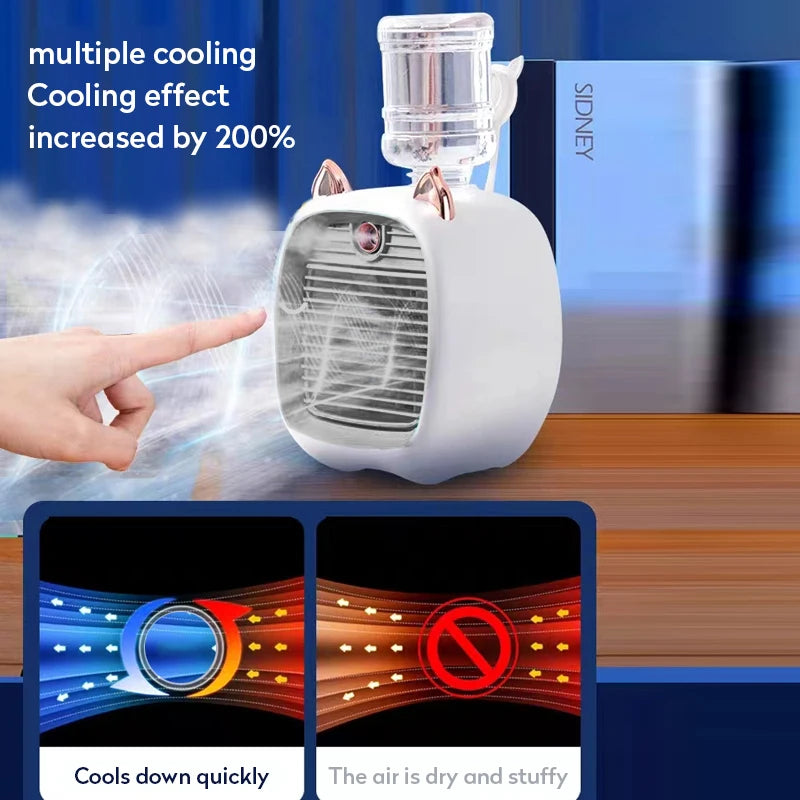 Cute Cat Mini Air Cooler Mist Fan with Water Tank