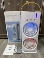 Electric Mist Fan - Dual Spray with Automatic Rotation and Lighting Effects
