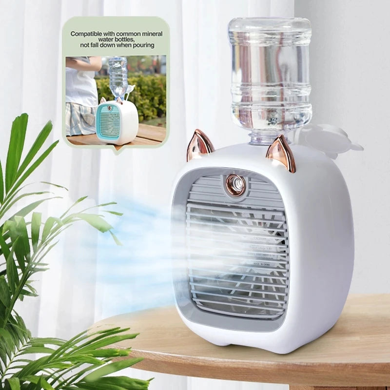 Cute Cat Mini Air Cooler Mist Fan with Water Tank