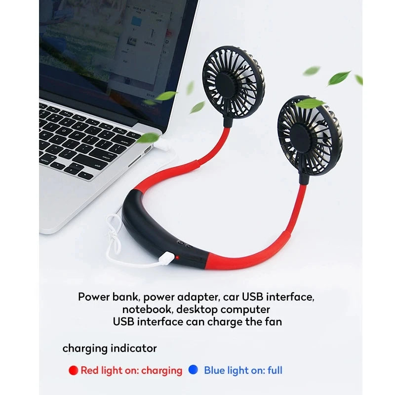 Rechargeable Double Wind Neck Fan