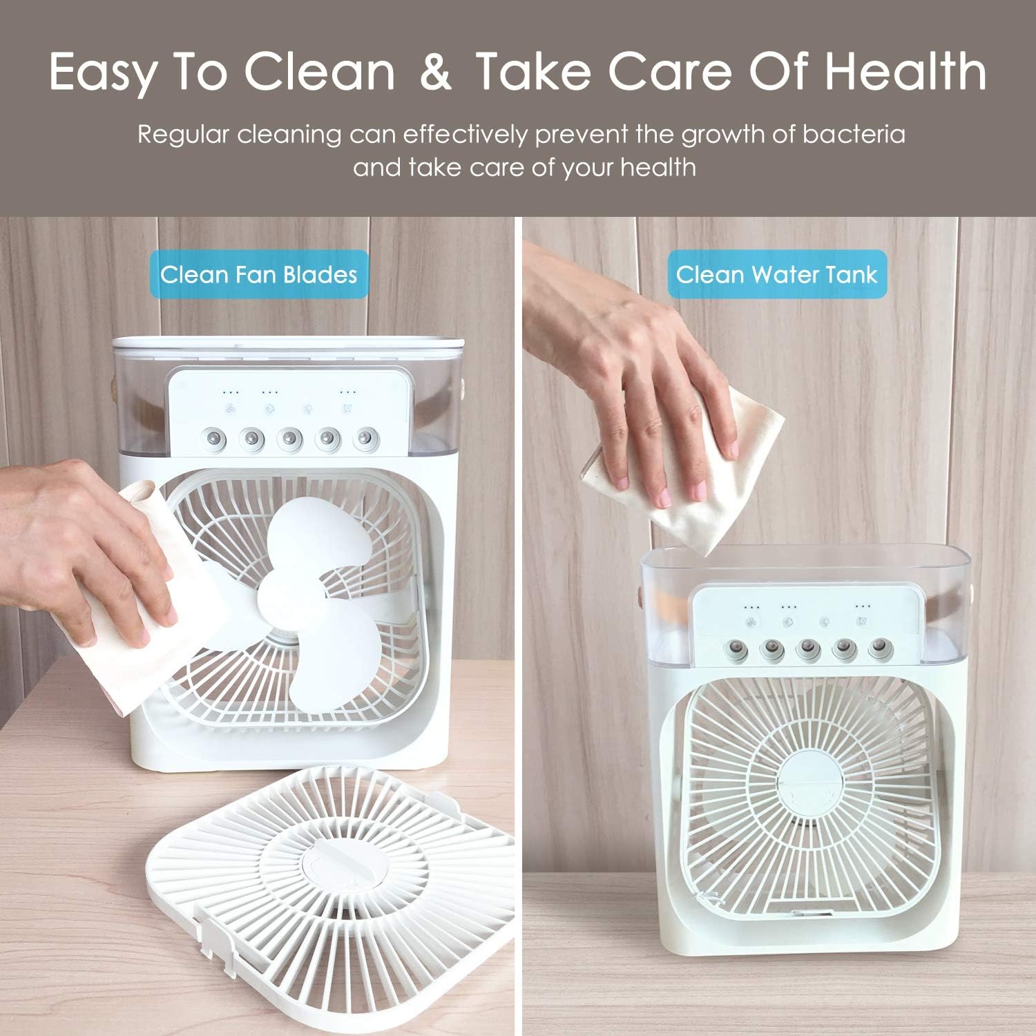 Portable Air Conditioner Fan, Mini Evaporative Air Cooler with 7 Colors LED Lights.