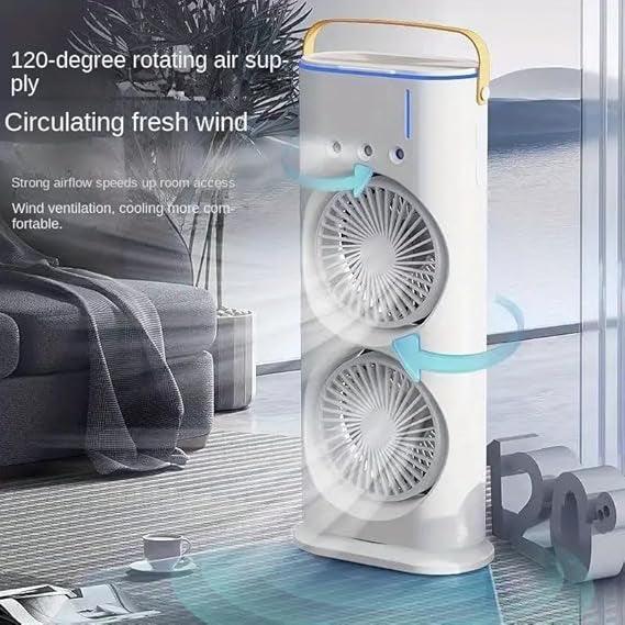 Electric Mist Fan - Dual Spray with Automatic Rotation and Lighting Effects