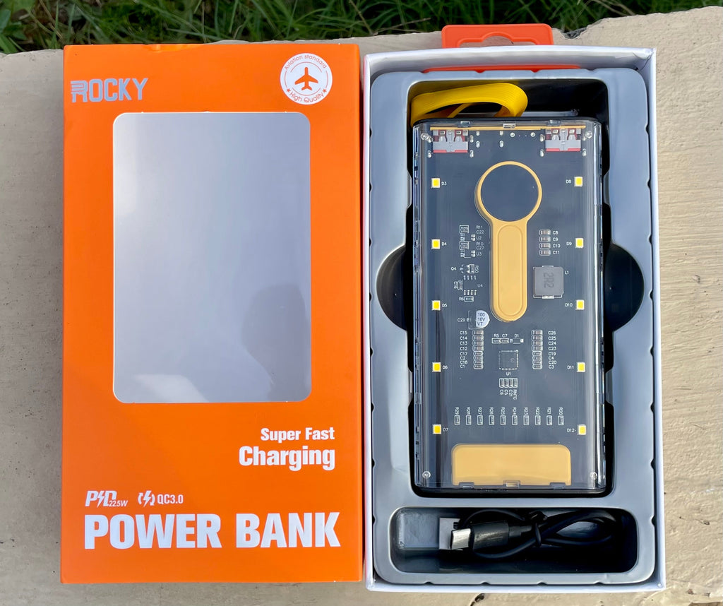 Premium Transparent Power Bank 20000mAh – Quick Charge 3.0 & Type-C PD