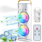 Electric Mist Fan - Dual Spray with Automatic Rotation and Lighting Effects