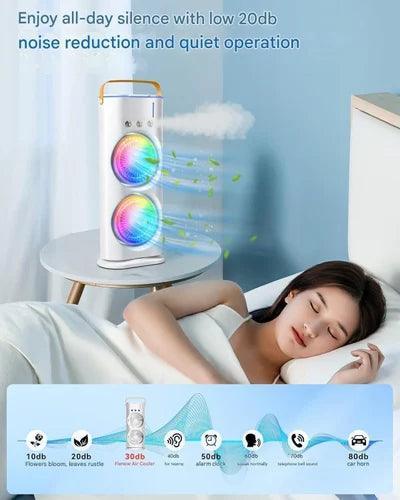 Electric Mist Fan - Dual Spray with Automatic Rotation and Lighting Effects