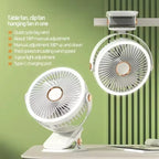 Wide Angle 720° Rechargeable Desk Fan with LED