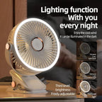 Wide Angle 720° Rechargeable Desk Fan with LED
