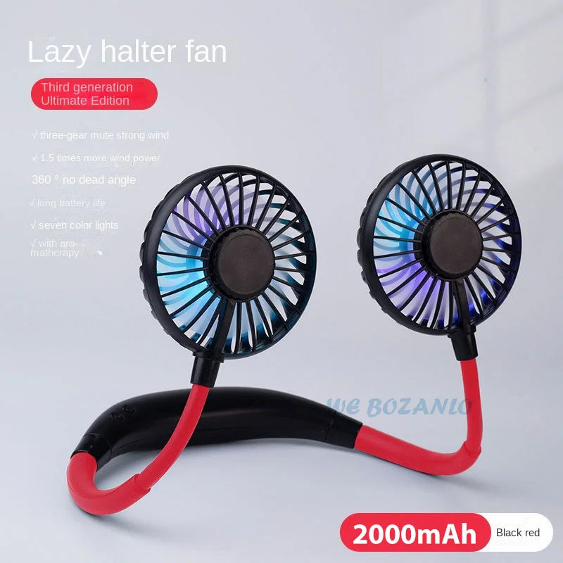 Rechargeable Double Wind Neck Fan