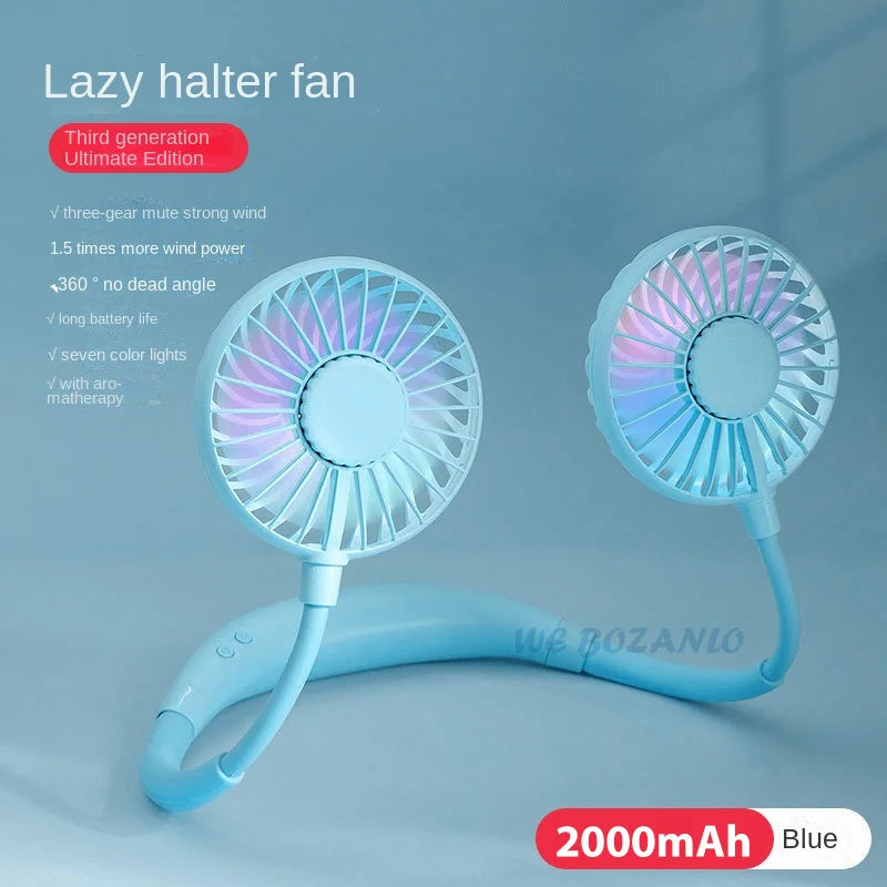 Rechargeable Double Wind Neck Fan