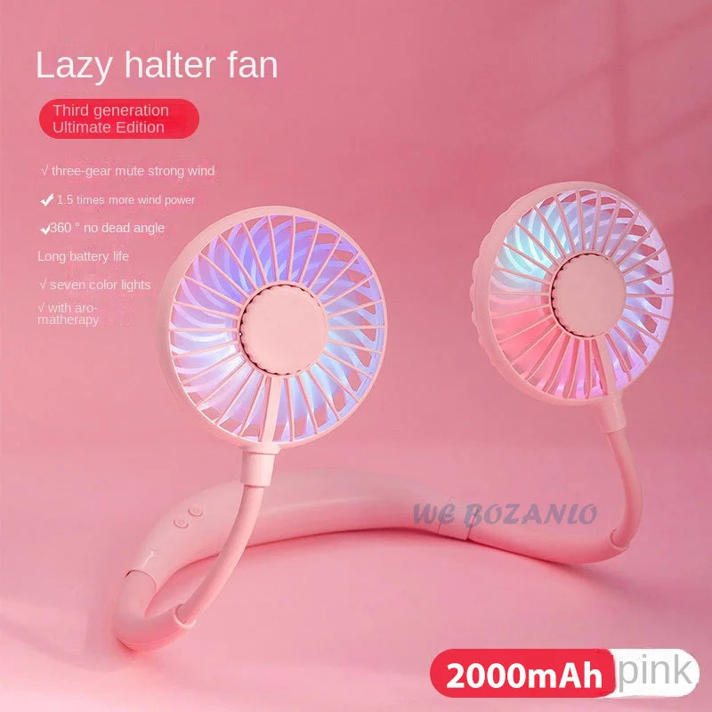 Rechargeable Double Wind Neck Fan