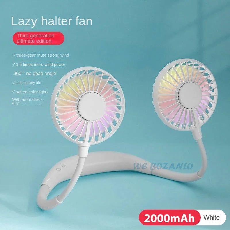 Rechargeable Double Wind Neck Fan